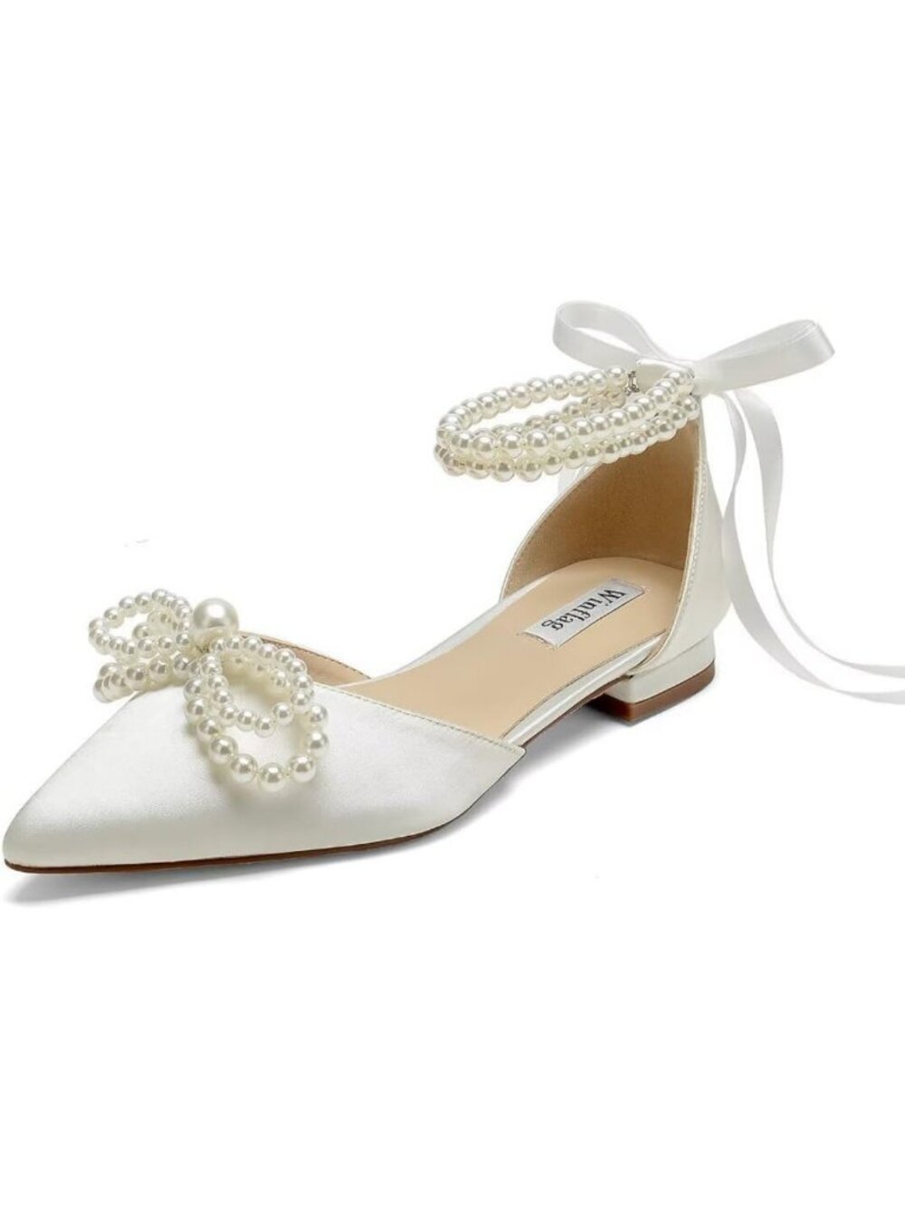 Elegant Pearl Bridal Flats - Pointed Toe Wedding Shoes for Women, Evening Dress